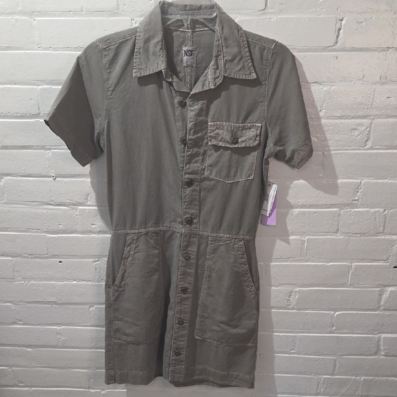 NSF Gray Button-Up Dress - Picture 1 of 7